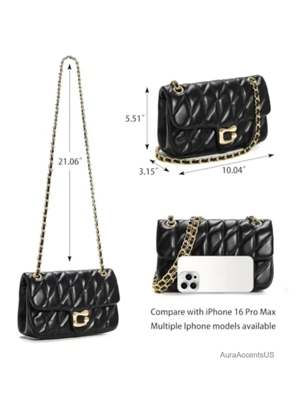 Quilted Vegan Leather Crossbody Satchel Purse for Women